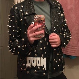 Custom Studded and Painted Leather Jacket